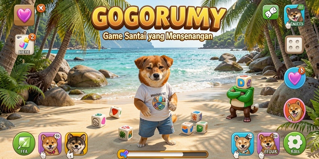 Tampilan gameplay GOGORUMMY yang penuh warna dan menarik.