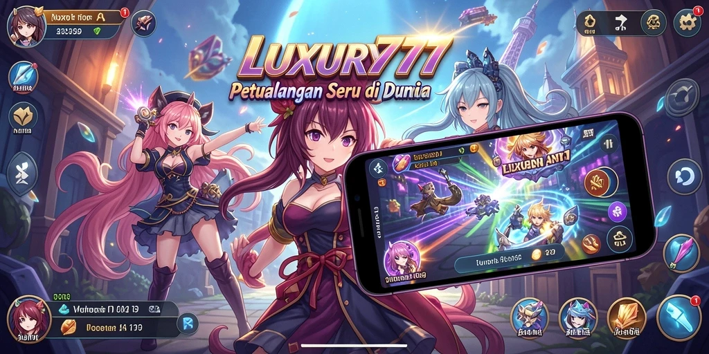 Tampilan gameplay LUXURY777 yang menarik dengan karakter anime.